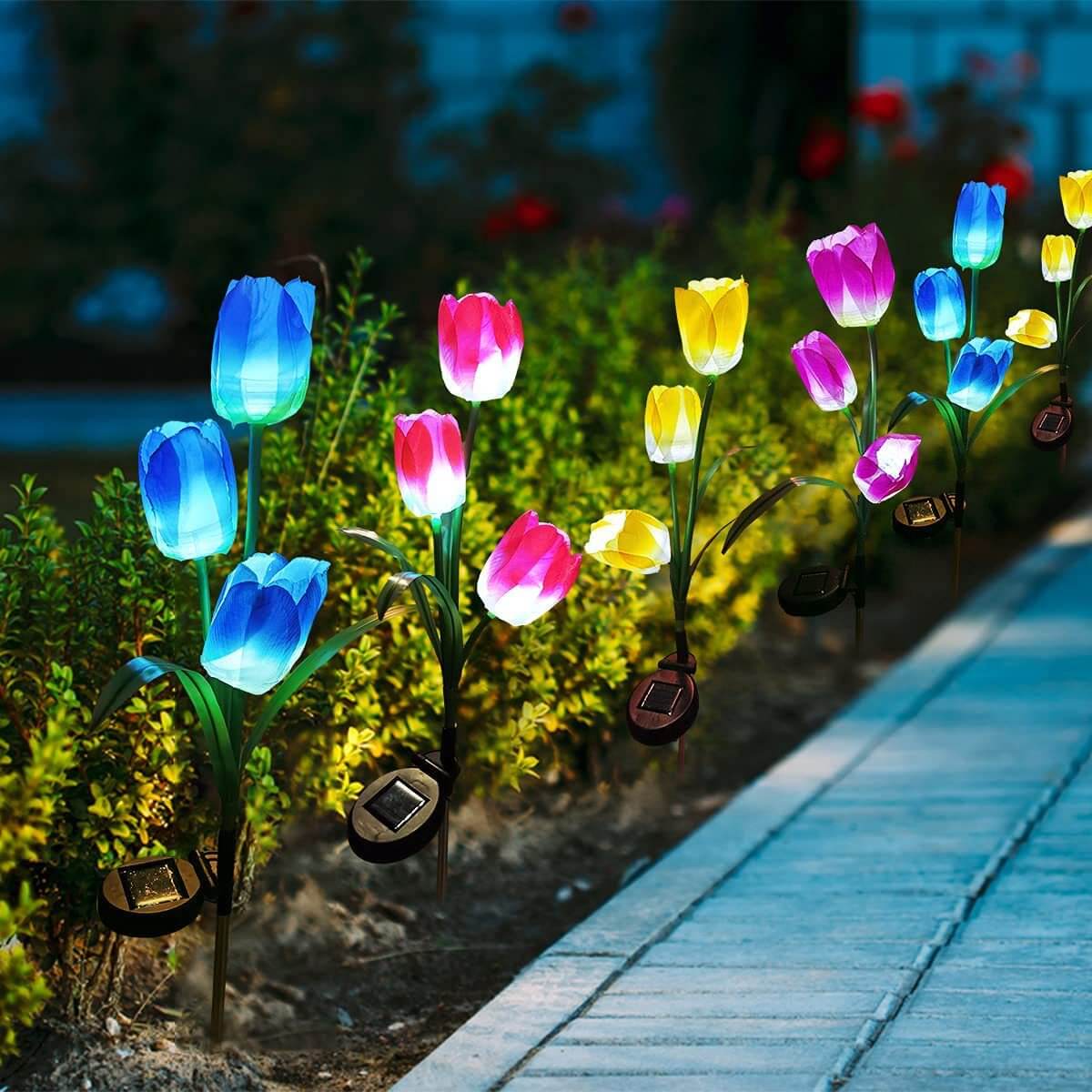 Solar LED Garden Lamp with Tulip Design – Pink/Purple/Blue/Yellow – (1 LED)