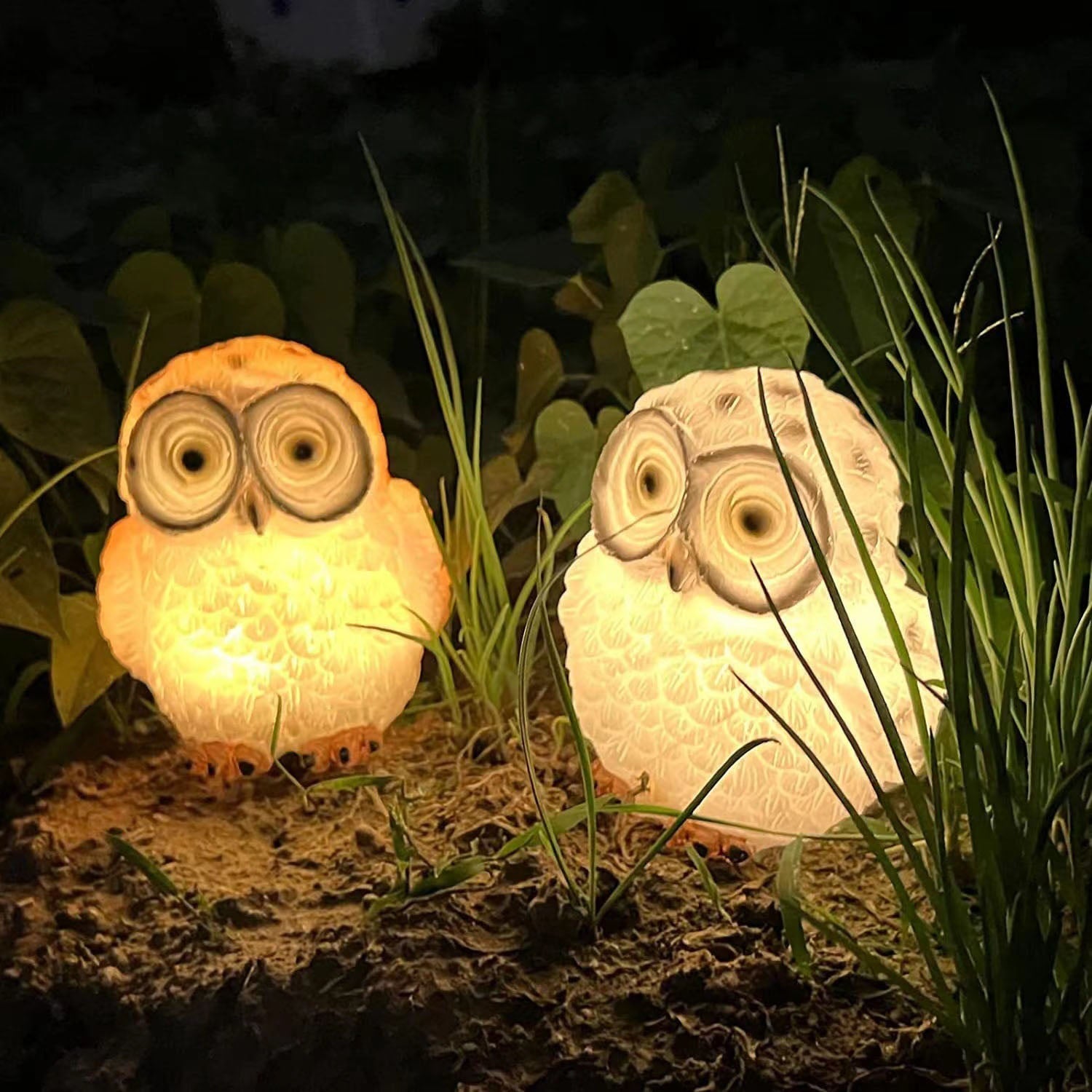 Decorative Owl Solar Garden Lamp – Brown/White – (1 LED)