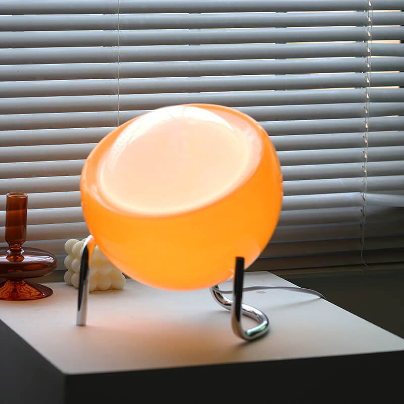 Modern Orange Table Lamp of Glass and Iron – E26 Plug-in