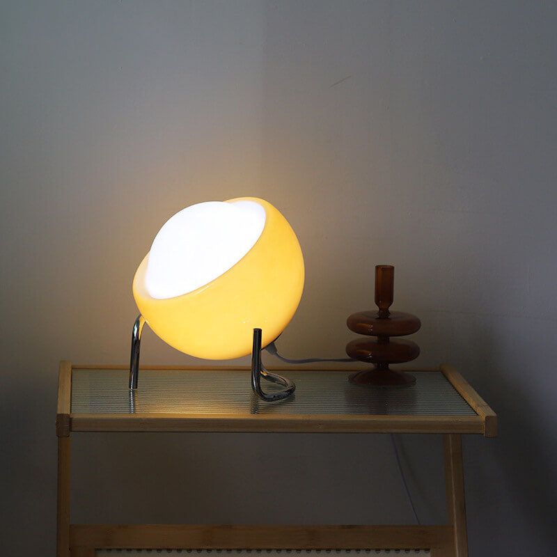 Modern Orange Table Lamp of Glass and Iron – E26 Plug-in
