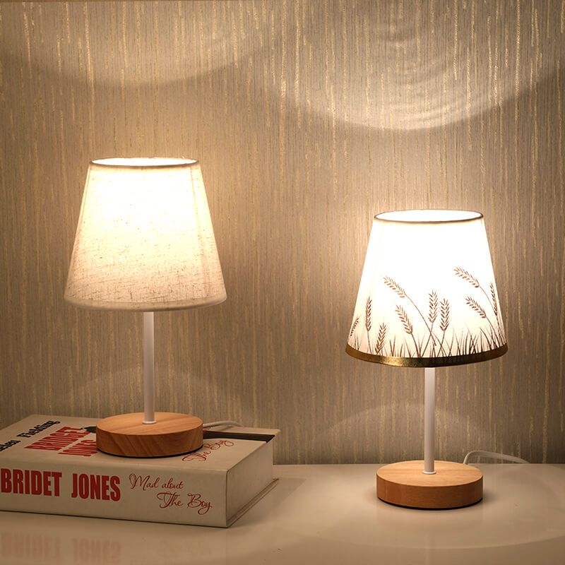 Scandinavian Modern Wooden Table Lamp with Integrated LED – USB Plug-In