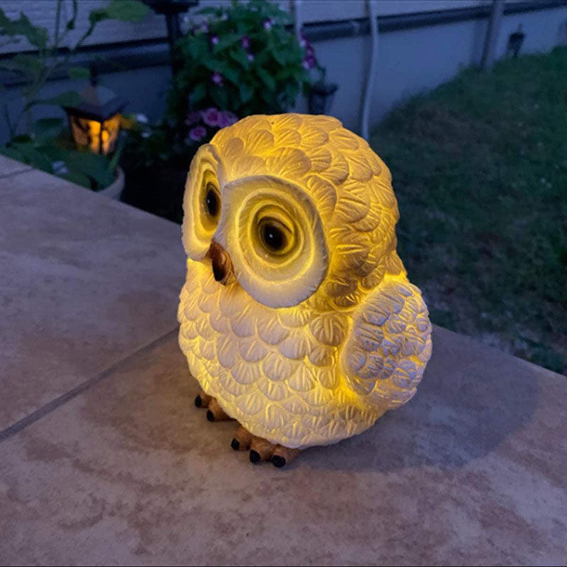 Decorative Owl Solar Garden Lamp – Brown/White – (1 LED)