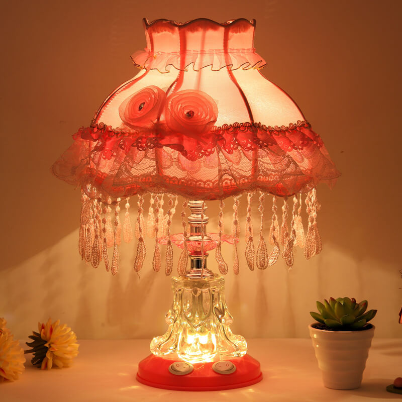 Modern Fabric Table Lamp – Glass & Textile, E26 Socket, 39 cm High