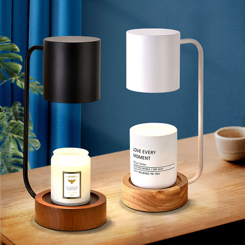 Modern Wooden Table Lamp with Candle Holder