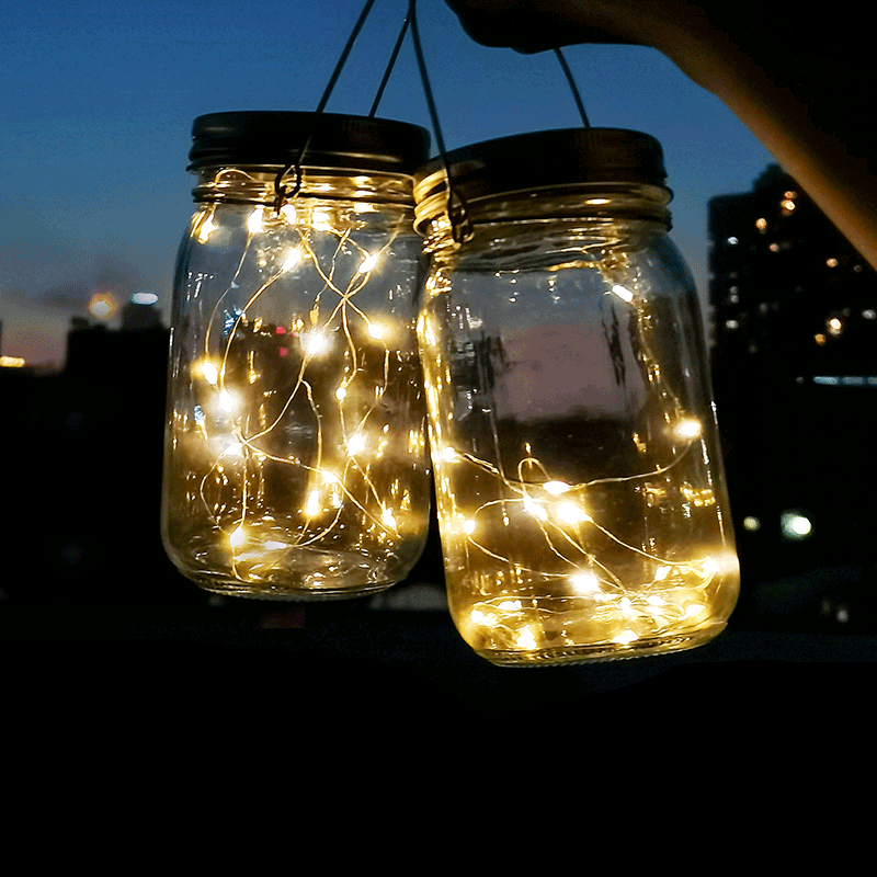 Solar LED Outdoor Lamp – Art Deco White/Yellow –  (20 LEDs)