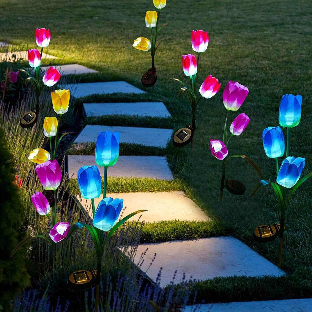 Solar LED Garden Lamp with Tulip Design – Pink/Purple/Blue/Yellow – (1 LED)