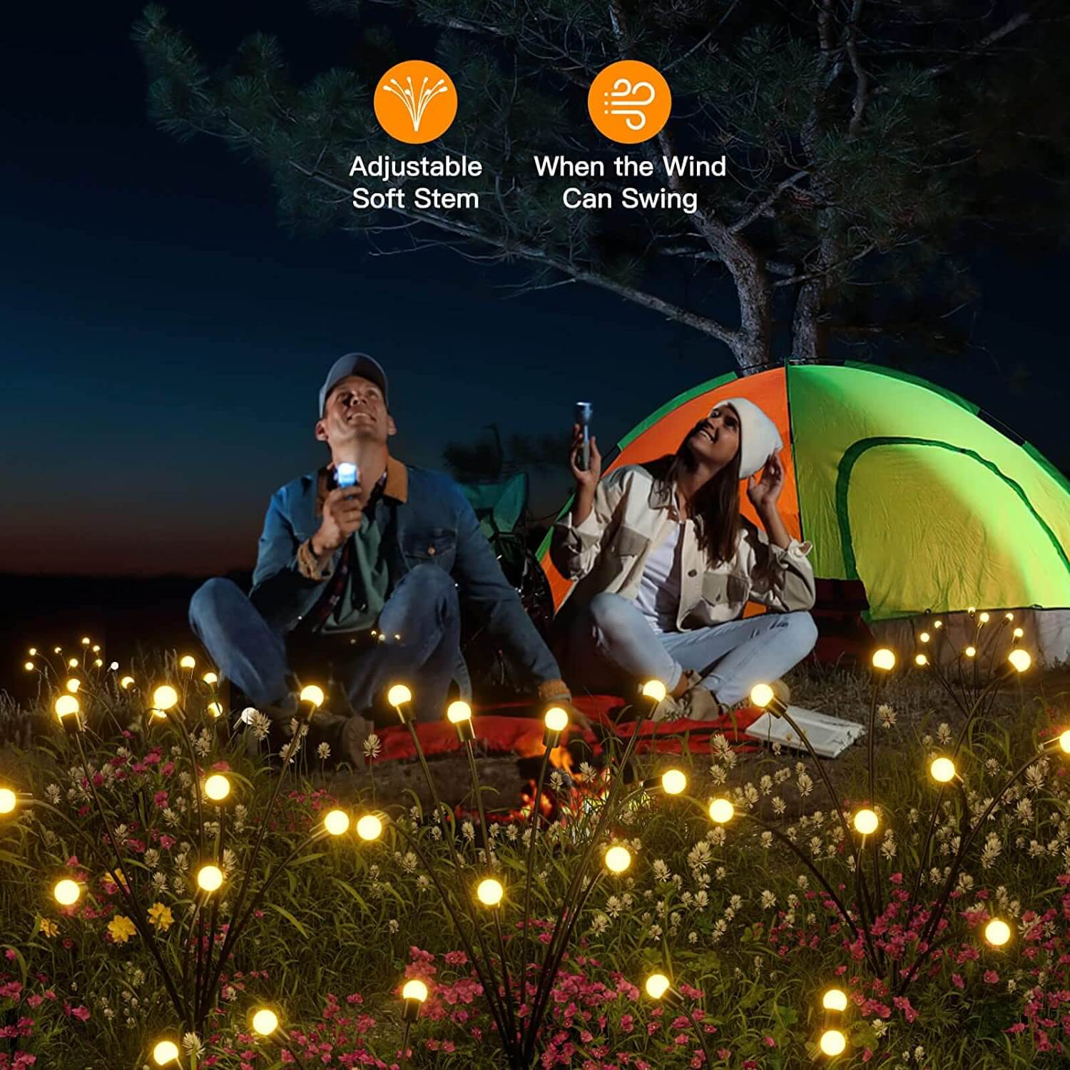Solar Garden Stake LED Outdoor Lamp with Modern White Light