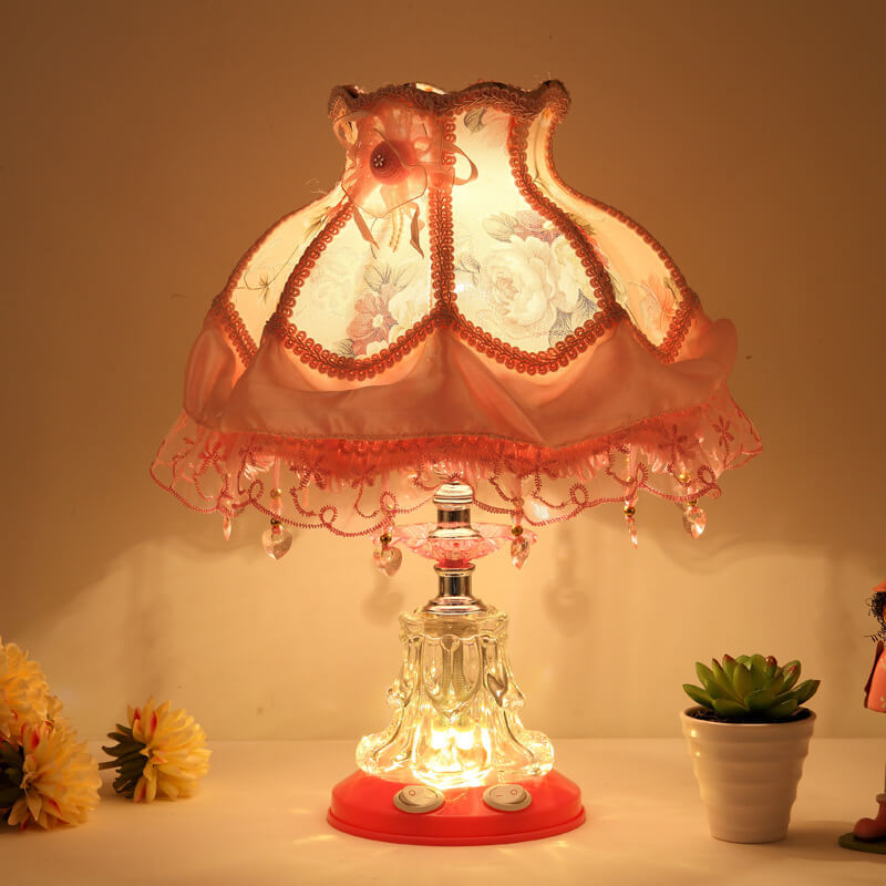 Modern Fabric Table Lamp – Glass & Textile, E26 Socket, 39 cm High