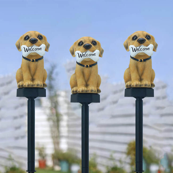 Cute Puppy Garden Lamp – Yellow – (1 Light Source)