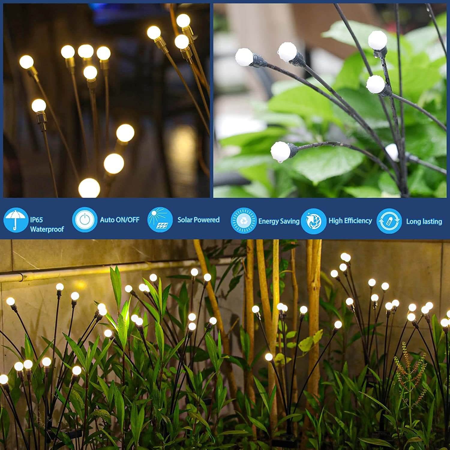 Solar Garden Stake LED Outdoor Lamp with Modern White Light