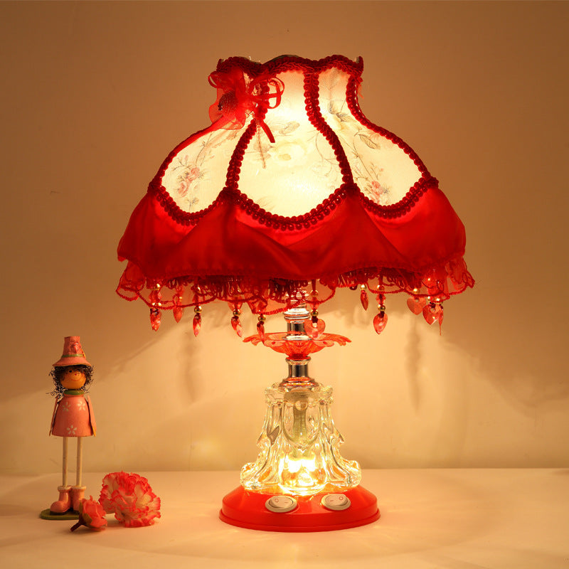 Modern Fabric Table Lamp – Glass & Textile, E26 Socket, 39 cm High