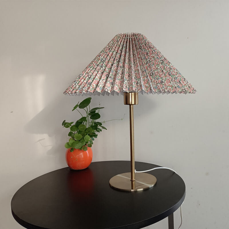 Modern Table Lamp – Metal & Fabric Shade, 3-Color Light, E26 Socket