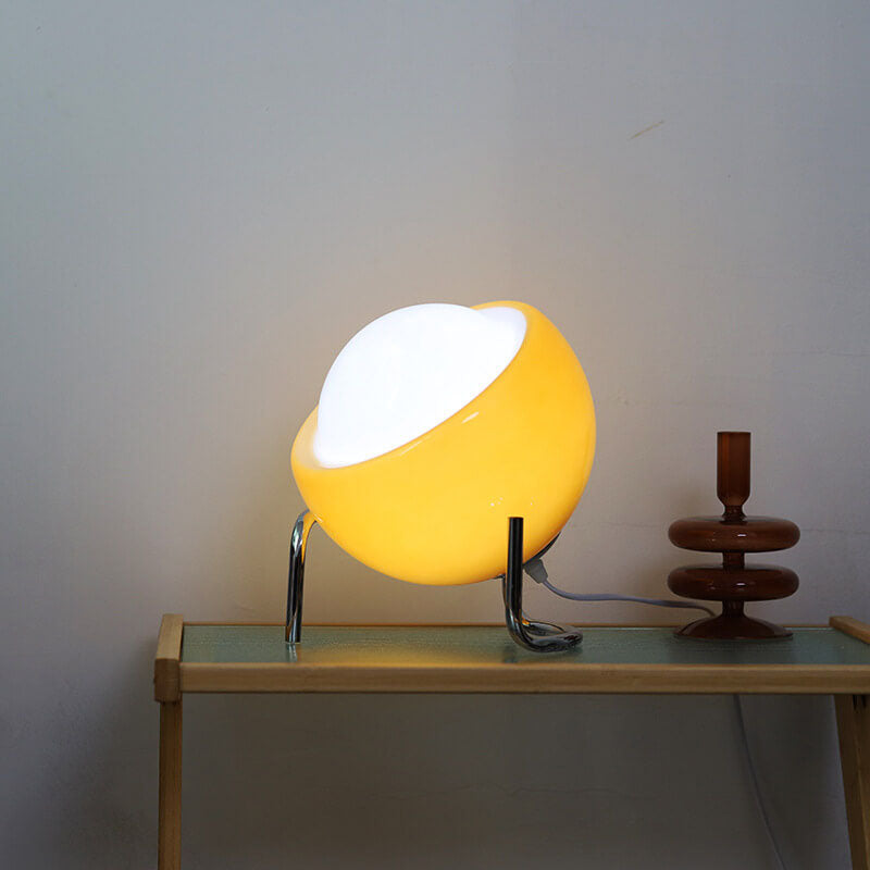 Modern Orange Table Lamp of Glass and Iron – E26 Plug-in