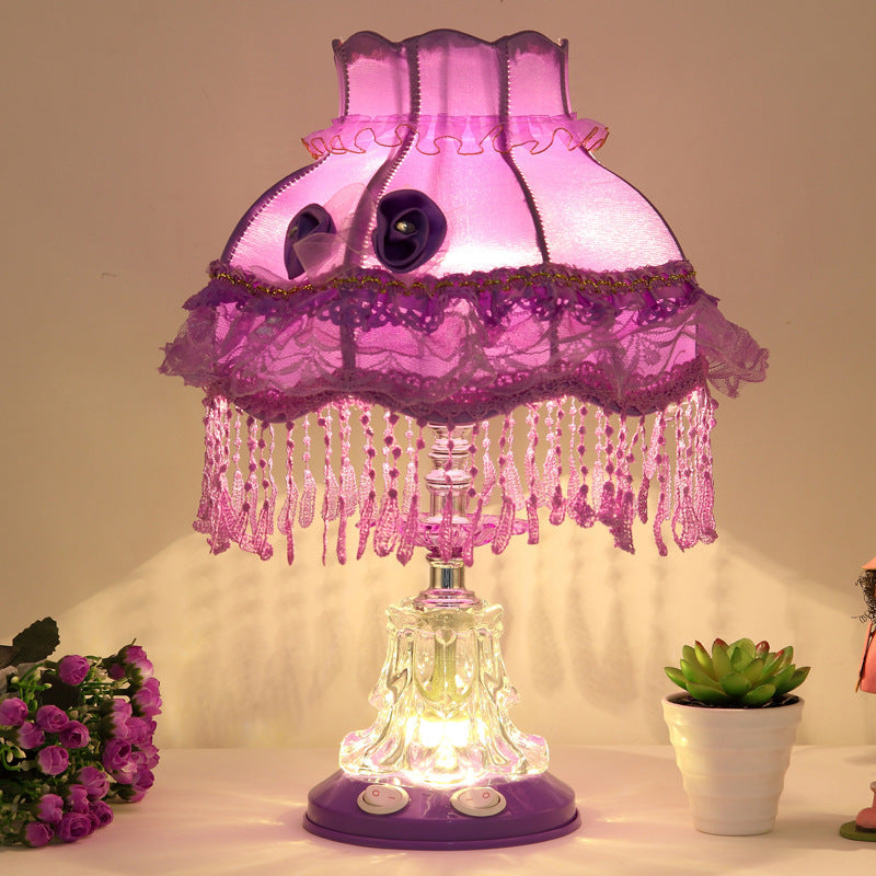 Modern Fabric Table Lamp – Glass & Textile, E26 Socket, 39 cm High