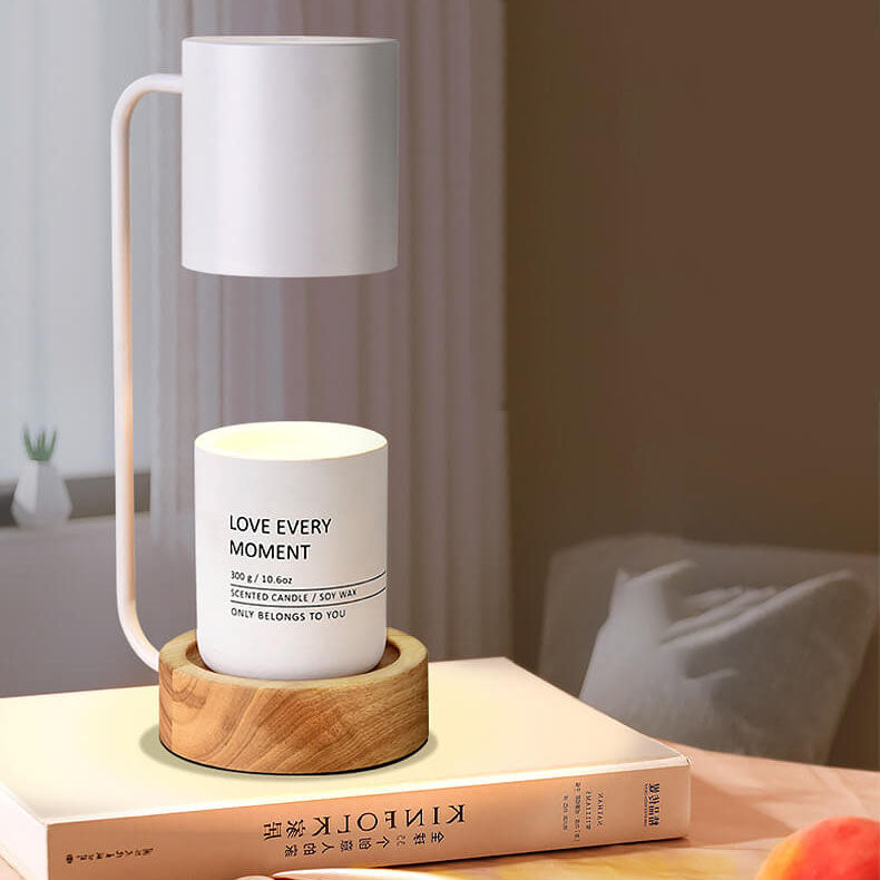 Modern Wooden Table Lamp with Candle Holder
