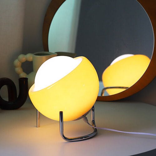 Modern Orange Table Lamp of Glass and Iron – E26 Plug-in