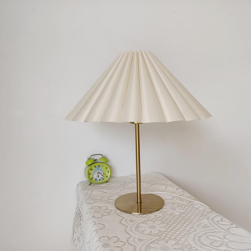 Modern Table Lamp – Metal & Fabric Shade, 3-Color Light, E26 Socket