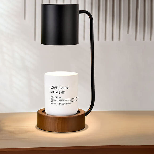 Modern Wooden Table Lamp with Candle Holder