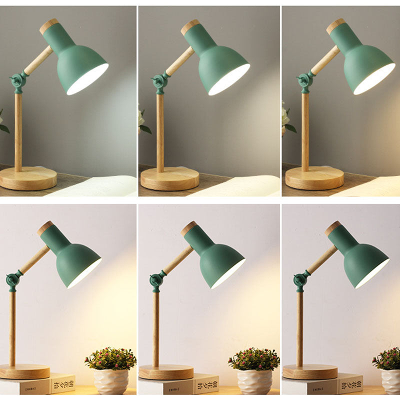 Scandinavian Table Lamp of Wood and Iron – Multiple Colors