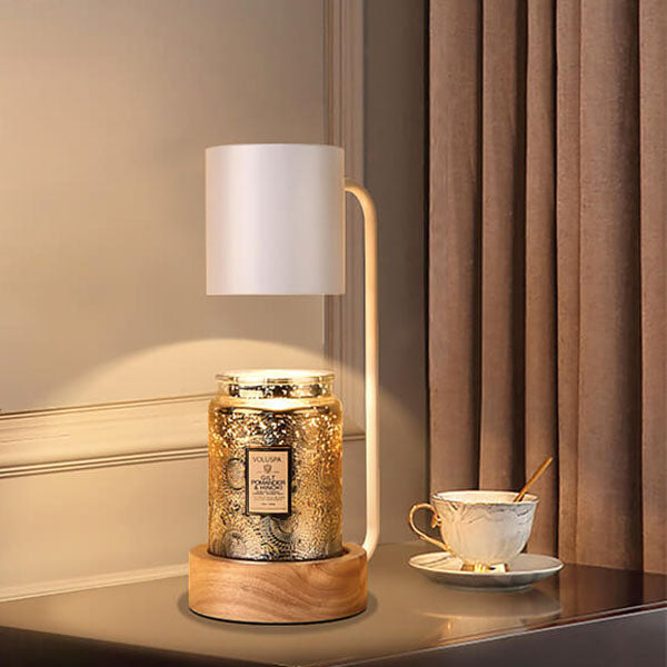 Modern Wooden Table Lamp with Candle Holder