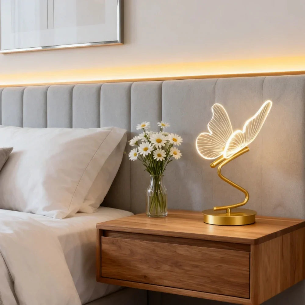 Stylish Wireless Table Lamp – Butterfly Design with 3 Light Colors