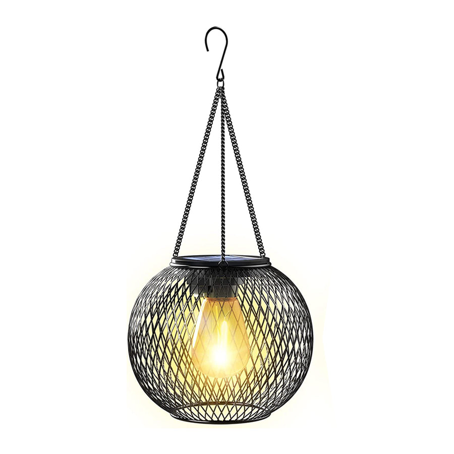 Solar Lantern Outdoor Lamp – Round or Oval with Warm White LED Light