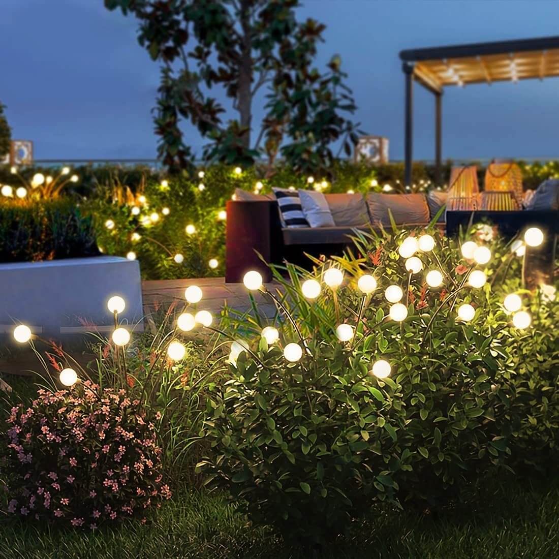 Solar Garden Stake LED Outdoor Lamp with Modern White Light