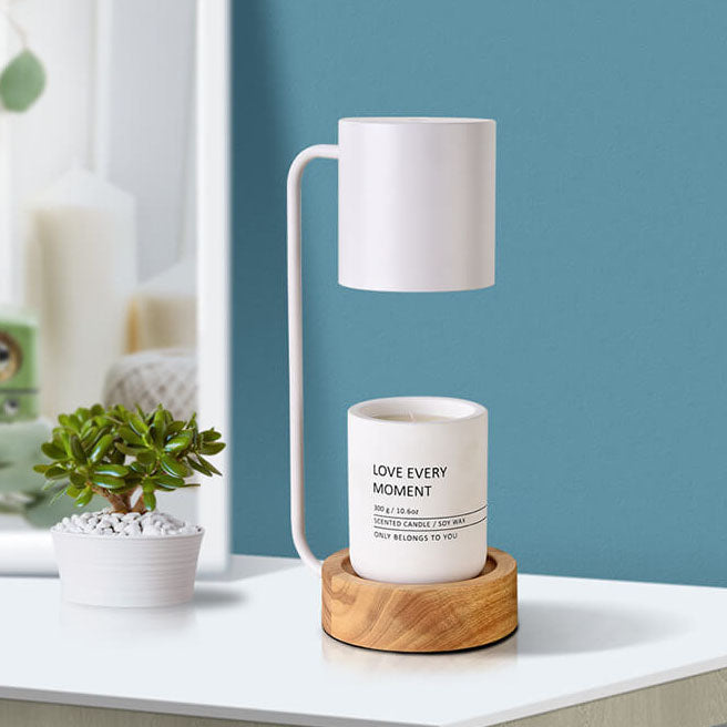 Modern Wooden Table Lamp with Candle Holder
