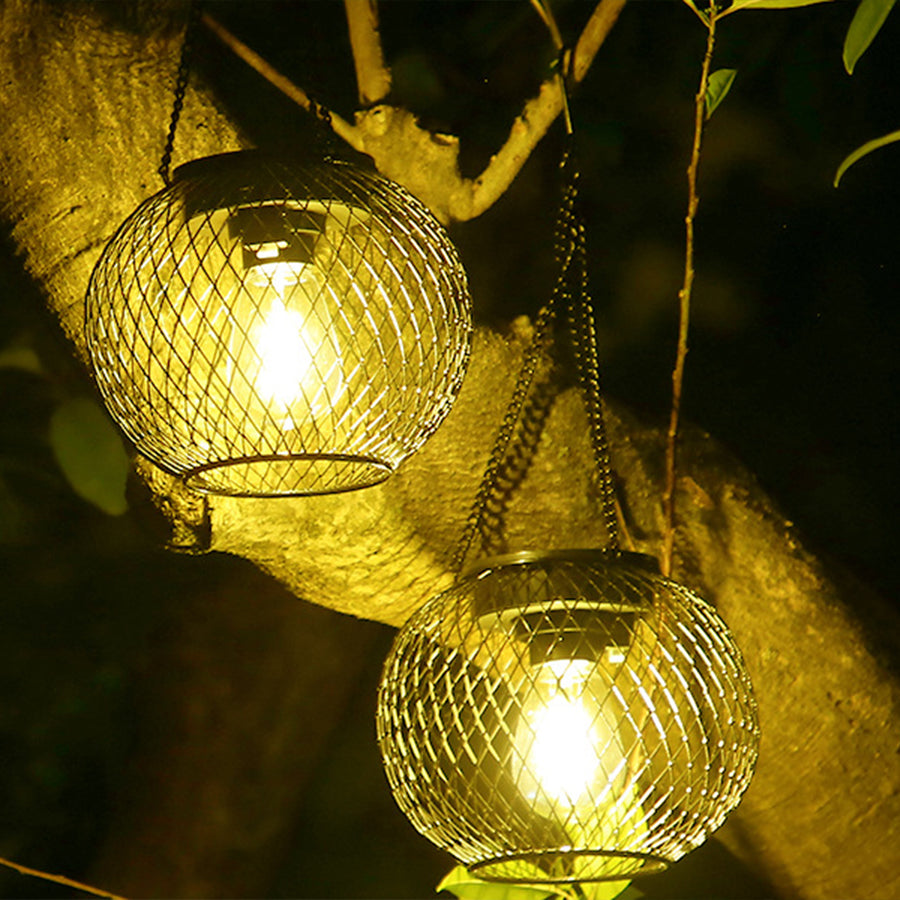 Solar Lantern Outdoor Lamp – Round or Oval with Warm White LED Light