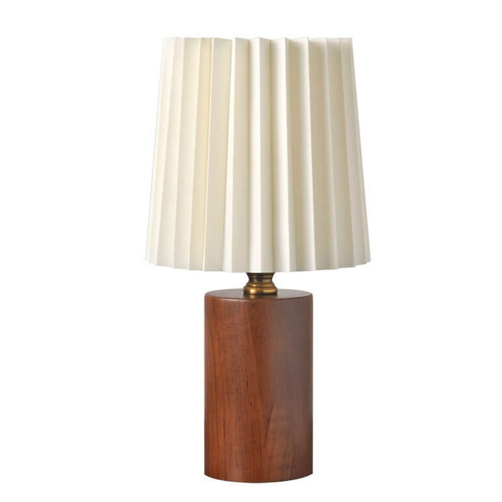 Wooden Japandi Table Lamp with Fabric Shade