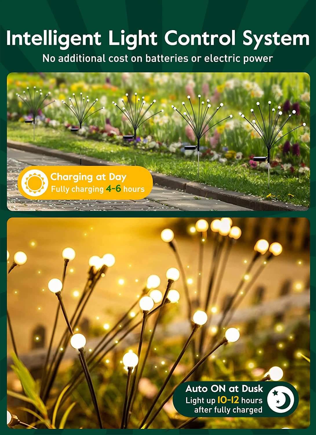 Solar Garden Stake LED Outdoor Lamp with Modern White Light