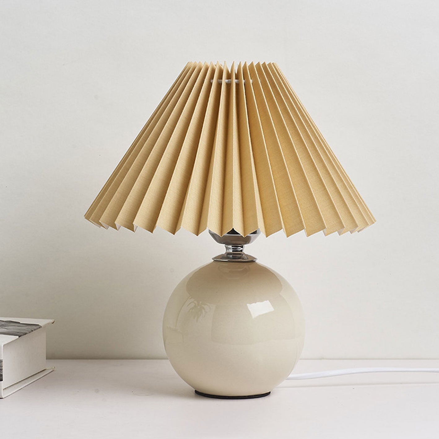 Modern Ceramic Table Lamp with Fabric Shade – Multiple Colors