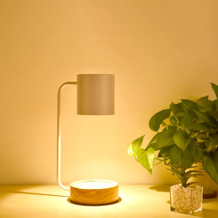 Modern Wooden Table Lamp with Candle Holder