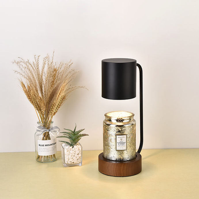 Modern Wooden Table Lamp with Candle Holder
