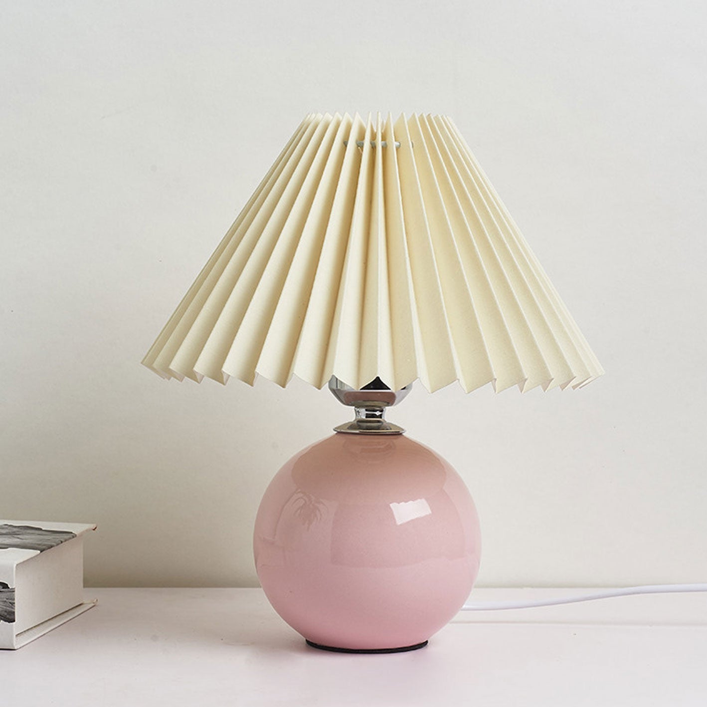 Modern Ceramic Table Lamp with Fabric Shade – Multiple Colors