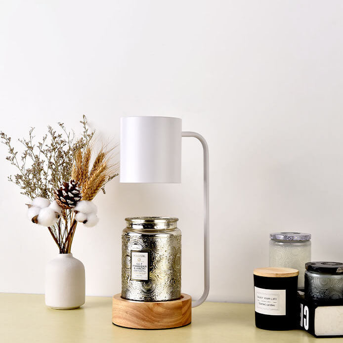 Modern Wooden Table Lamp with Candle Holder