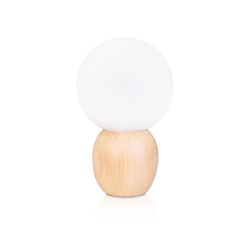 Modern Wooden Table Lamp with Glass Shade in Scandinavian Design