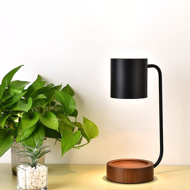 Modern Wooden Table Lamp with Candle Holder