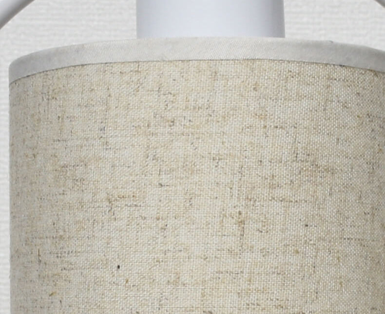 Modern Fabric Table Lamp with Wooden Details – 3-Color Light – White/Beige
