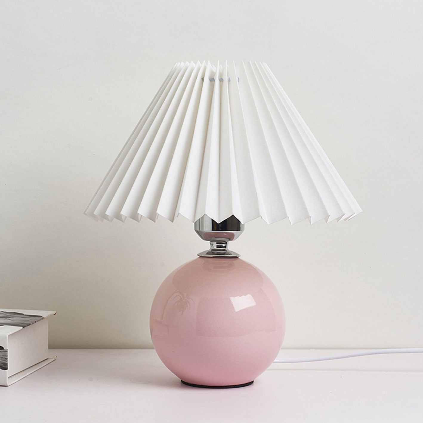 Modern Ceramic Table Lamp with Fabric Shade – Multiple Colors