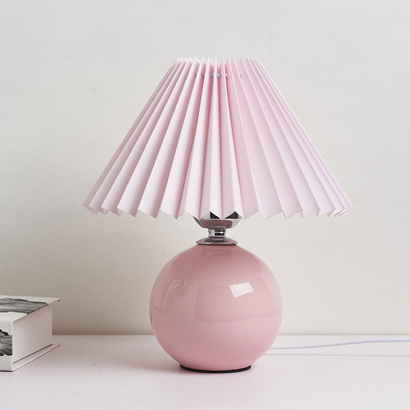 Modern Ceramic Table Lamp with Fabric Shade – Multiple Colors