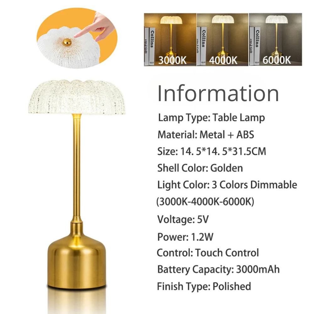 Rosa – Rechargeable Crystal Flower Table Lamp with Touch & Dimmable LED