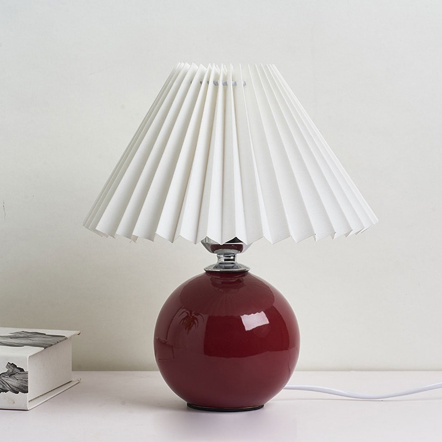 Modern Ceramic Table Lamp with Fabric Shade – Multiple Colors