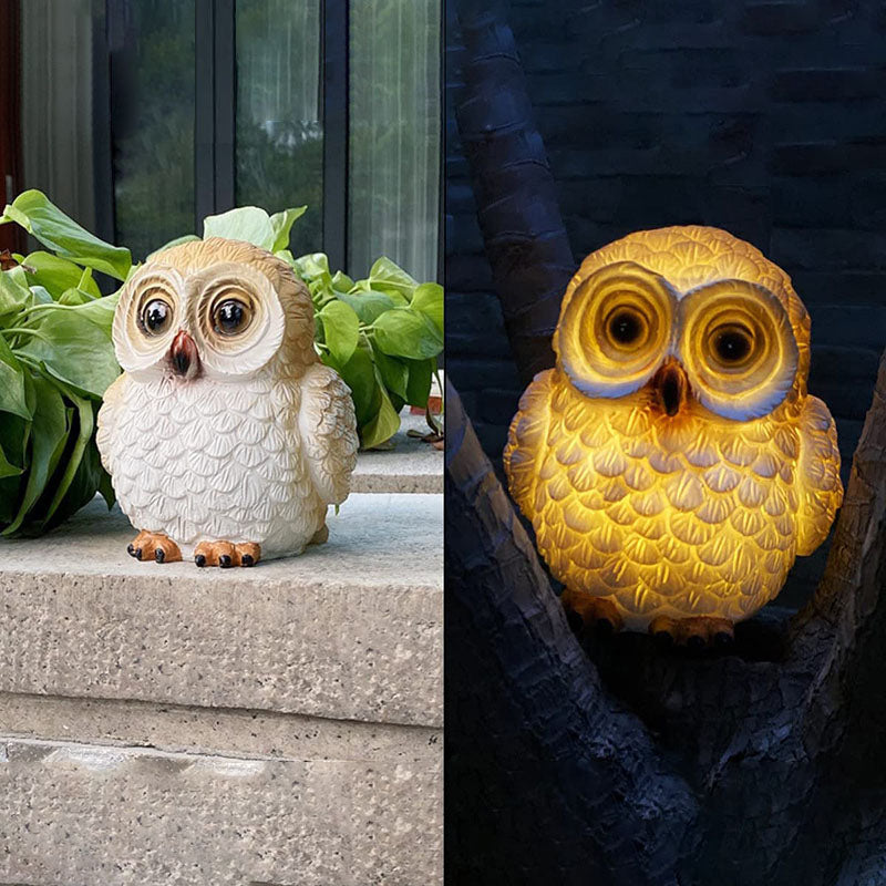 Decorative Owl Solar Garden Lamp – Brown/White – (1 LED)