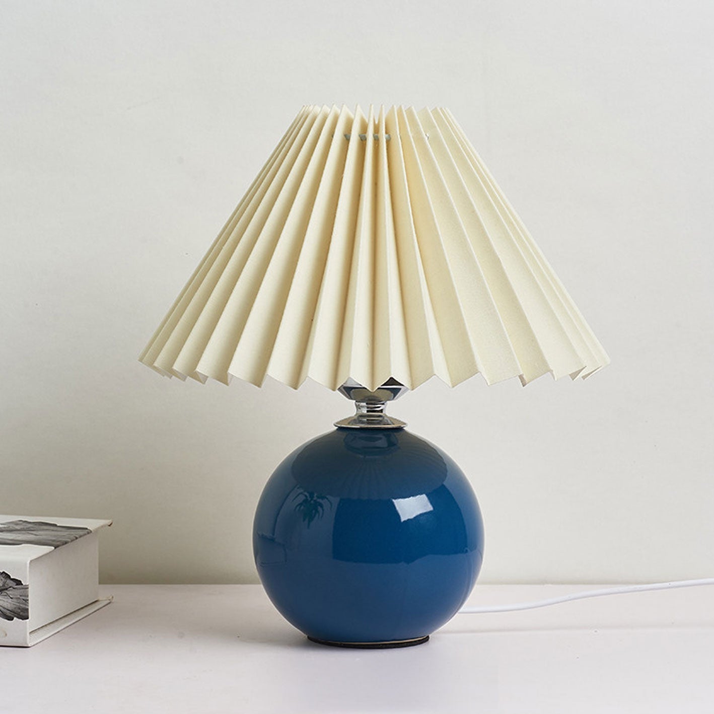Modern Ceramic Table Lamp with Fabric Shade – Multiple Colors