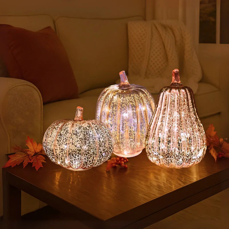 Handblown Glass Autumn Lighting – With Timer and Warm White Light