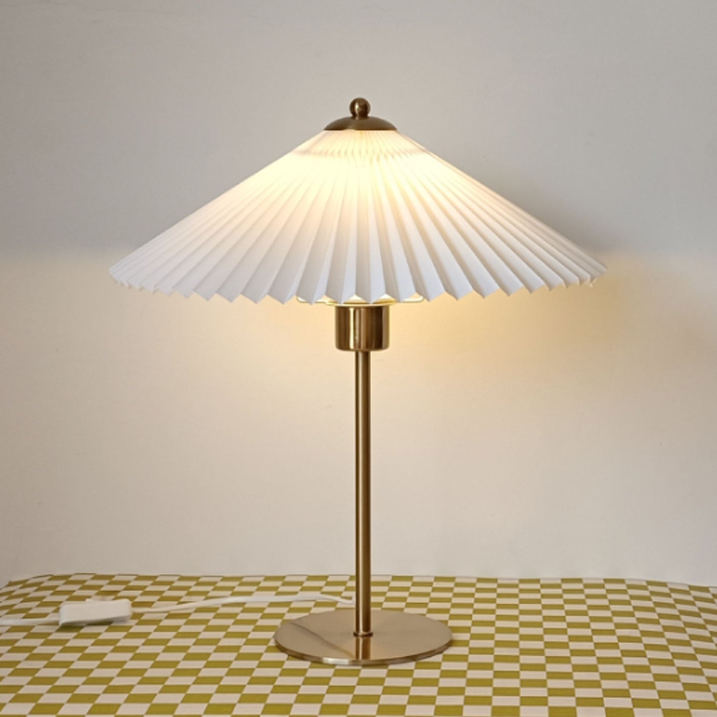 Modern Table Lamp – Metal & Fabric Shade, 3-Color Light, E26 Socket