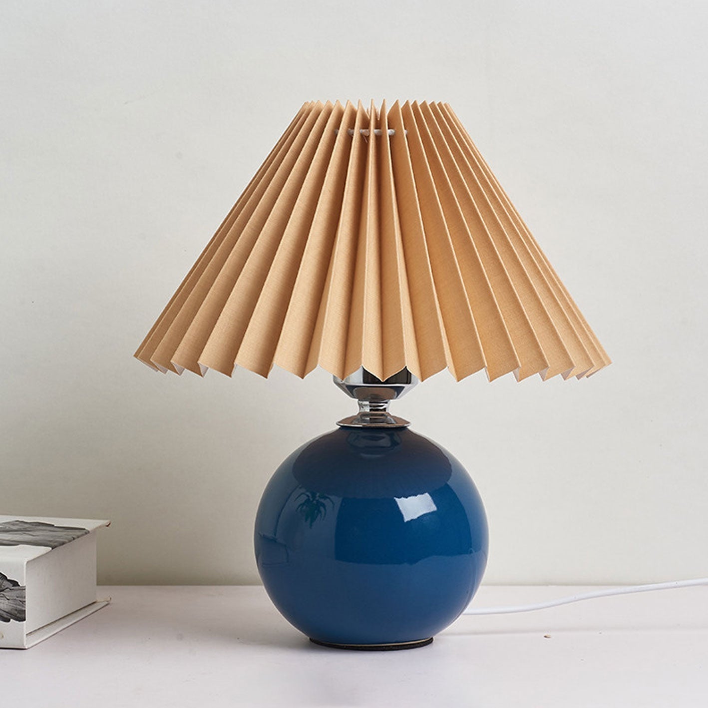 Modern Ceramic Table Lamp with Fabric Shade – Multiple Colors