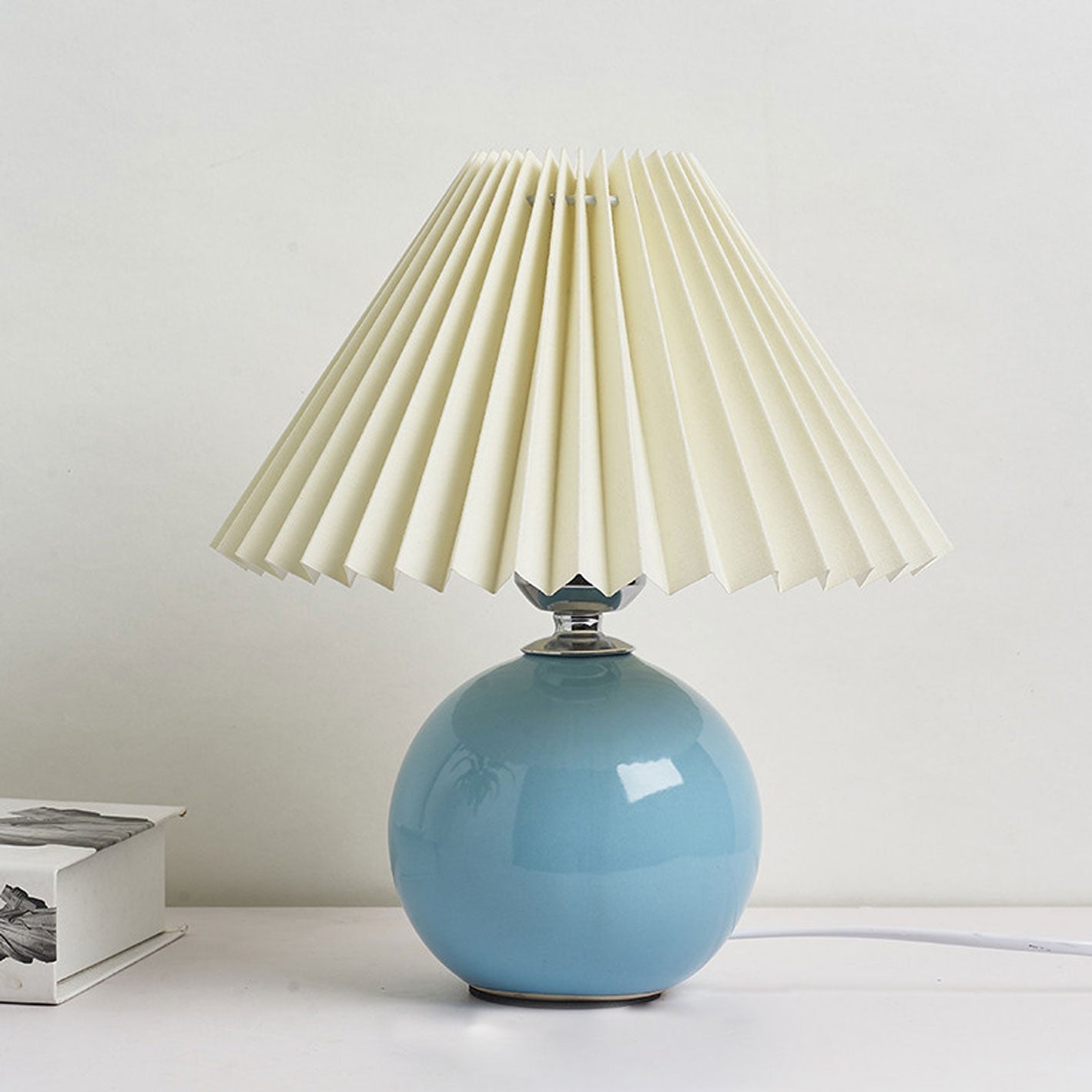 Modern Ceramic Table Lamp with Fabric Shade – Multiple Colors