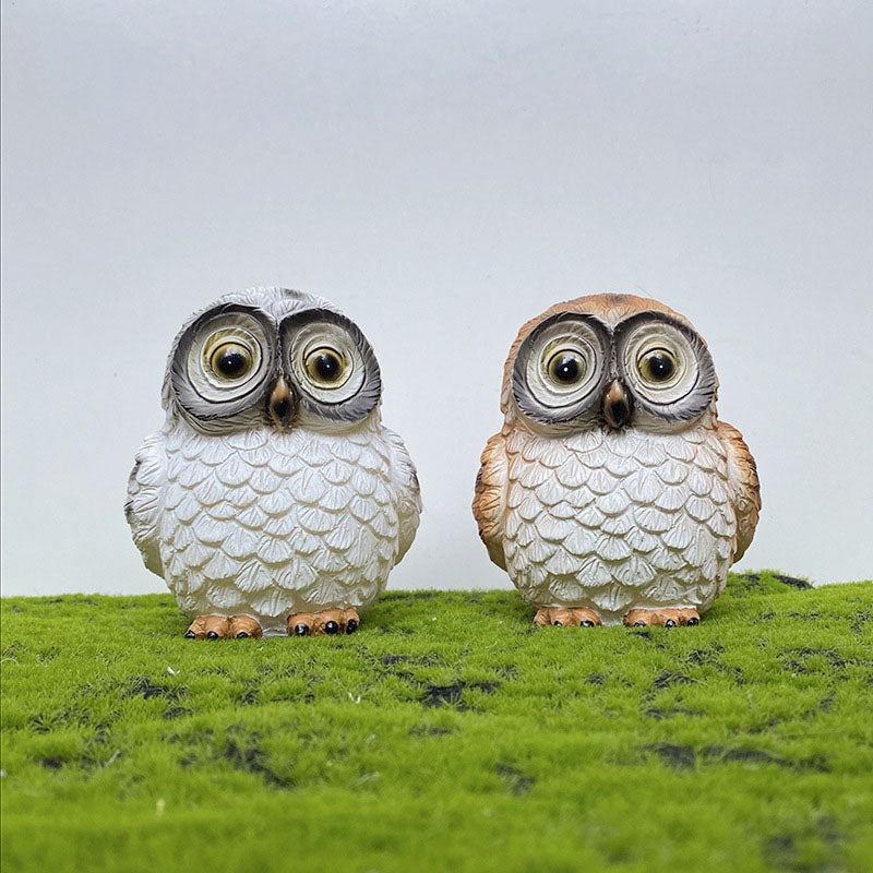 Decorative Owl Solar Garden Lamp – Brown/White – (1 LED)